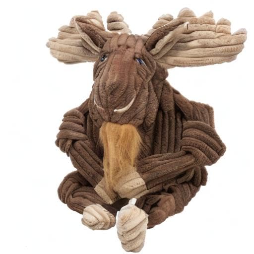 HuggleHounds Knottie Plush Dog Toy - Dog Stuffed Animal Toy, Puppy Toys, Squeaky Dog Toy for Small, Medium & Large Dogs, Durable Plush to Keep Them Busy - Manny Moose, Large