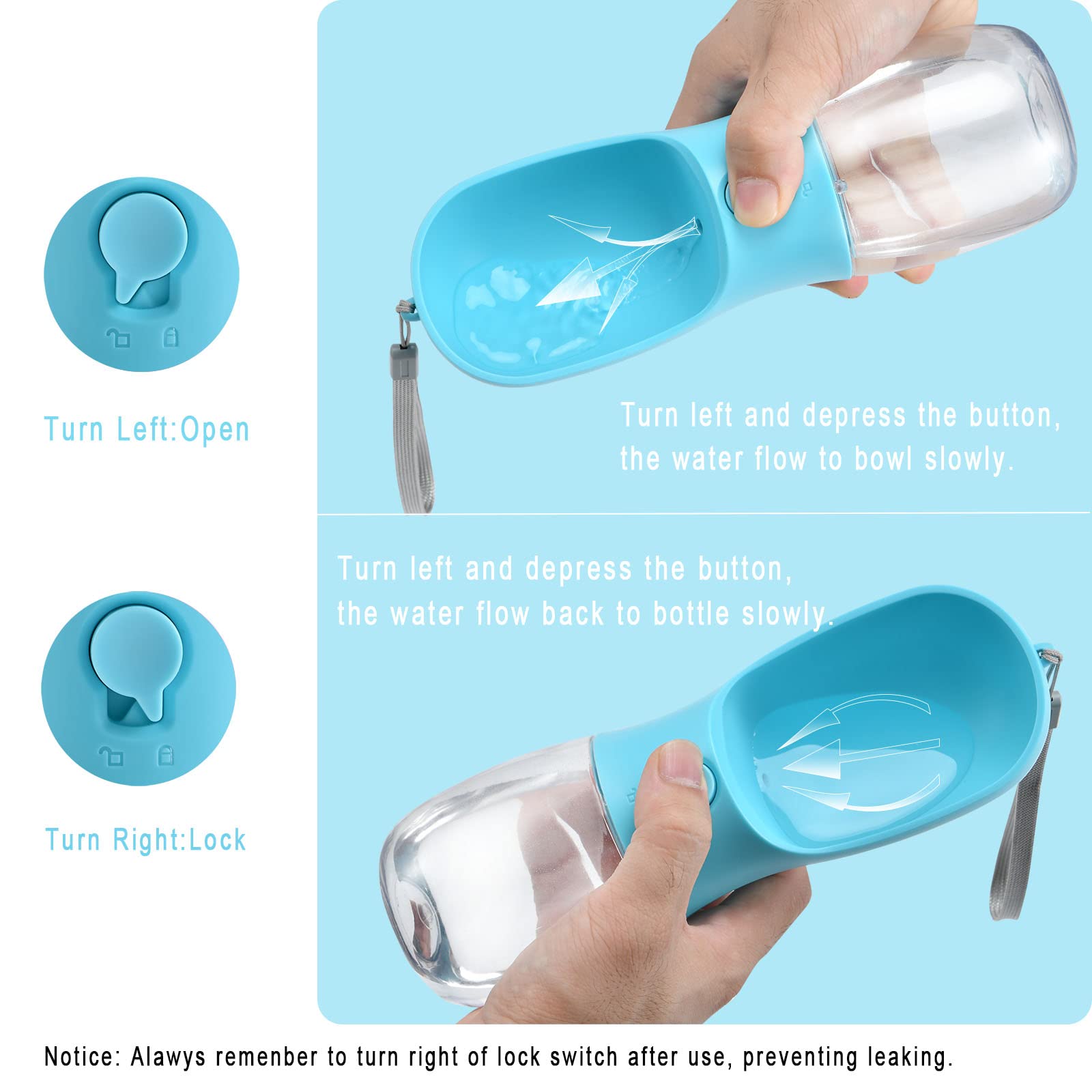 Cibaabo Dog Water Bottle with Food Container, Travel Puppy Water Bowl, Portable Pet Dispenser, Dog Gift Stuff Accessories Items, Puppy Essentials Necessities for Yorkie Cat Walking and Hiking