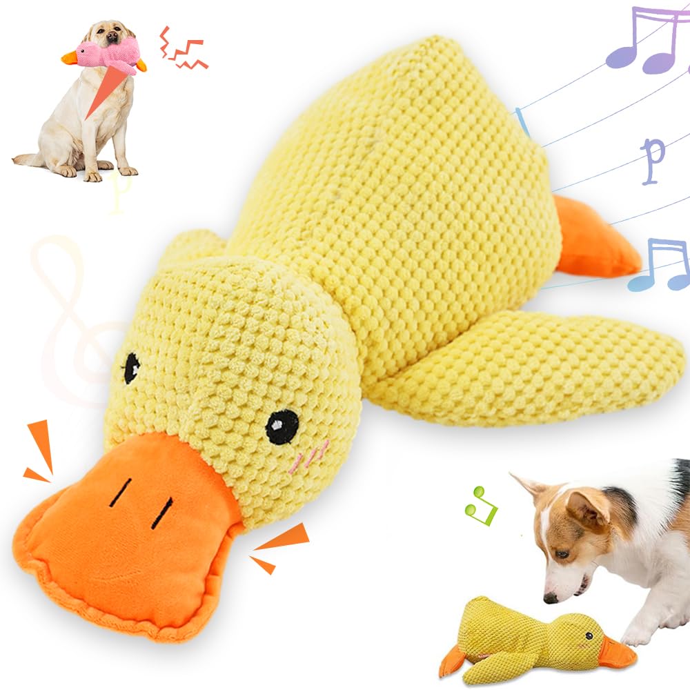 Koujut 2025 Upgraded Dog Toys for Aggressive Chewers, New Duck Dog Toys for Large Dogs, Puppy Toys Indestructible for Large Medium Small Dogs (Yellow, M-8.66 * 9.87in)