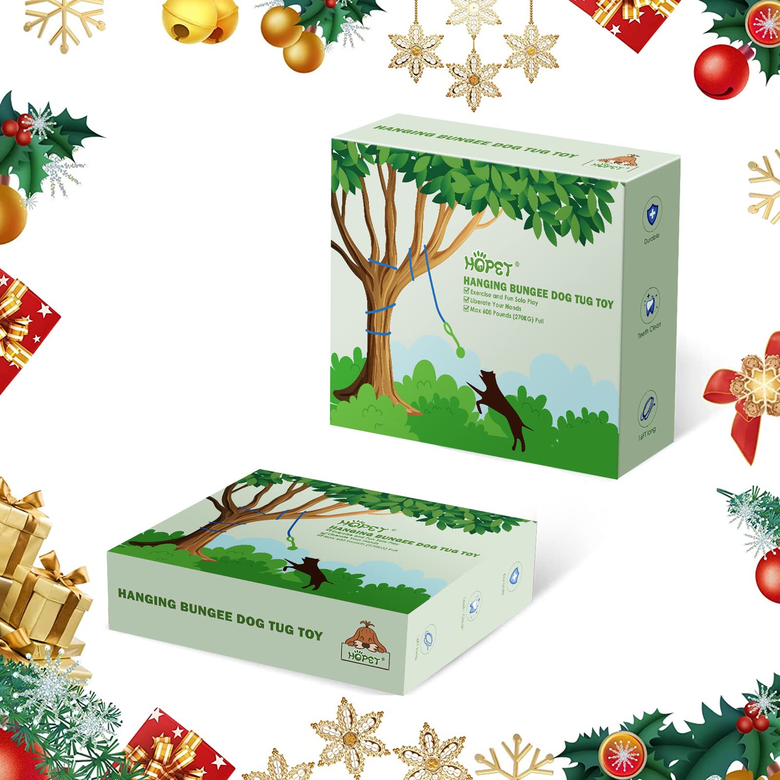 HOPET Dog Outdoor Bungee Hanging Toy, Tether Tug of War Toys for Medium to Large Dog to Exercise, Durable Interactive Tug Toy, Dog Rope Toys