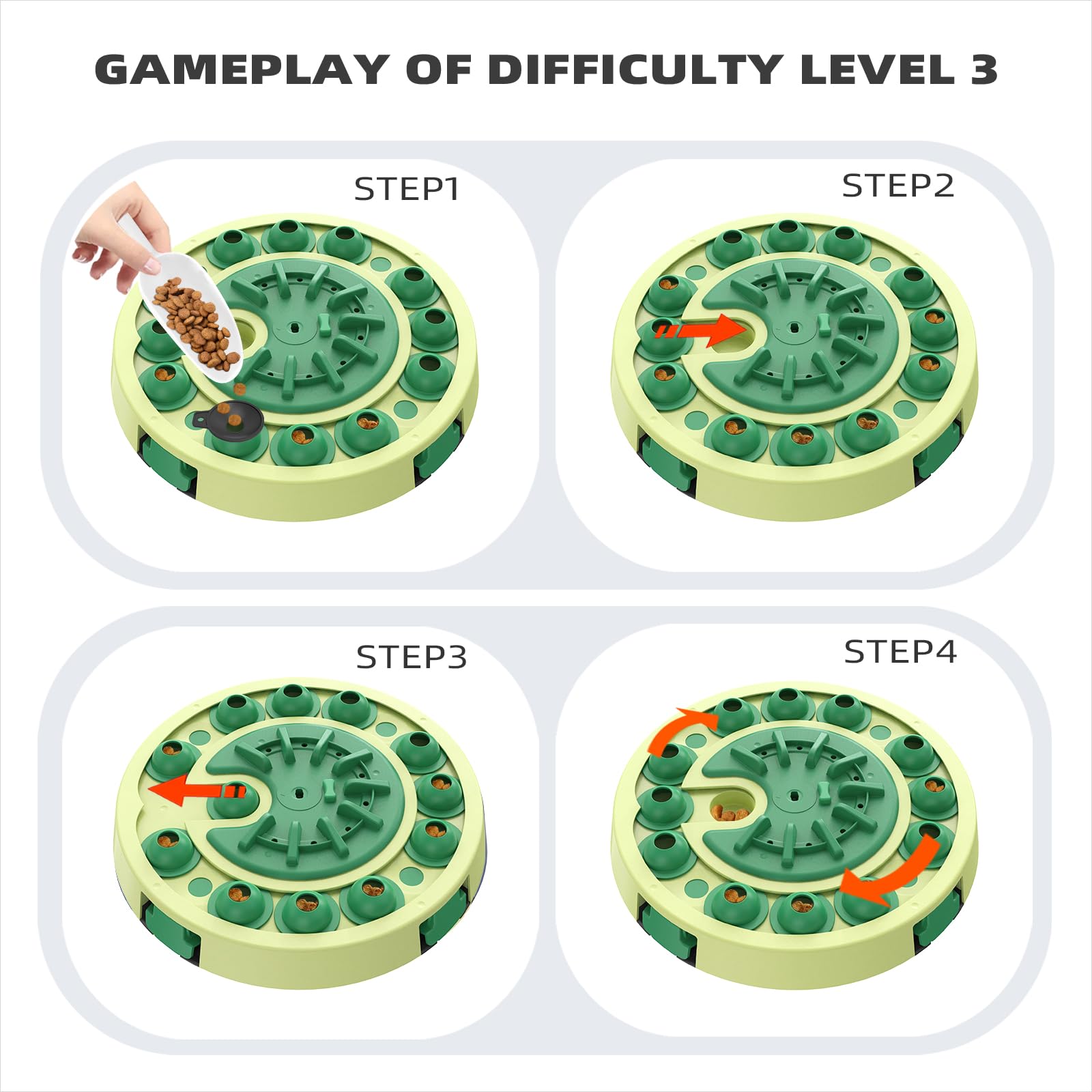 KADTC 3 Levels of Step-by-Step Challenge Dog Puzzle Toy 4 Ways to Play - U.S. Brand & Design - Large Size Beginner-to-Advanced,Boredom Buster for Smart Dogs Mental Stimulation Enrichment Brain Toys