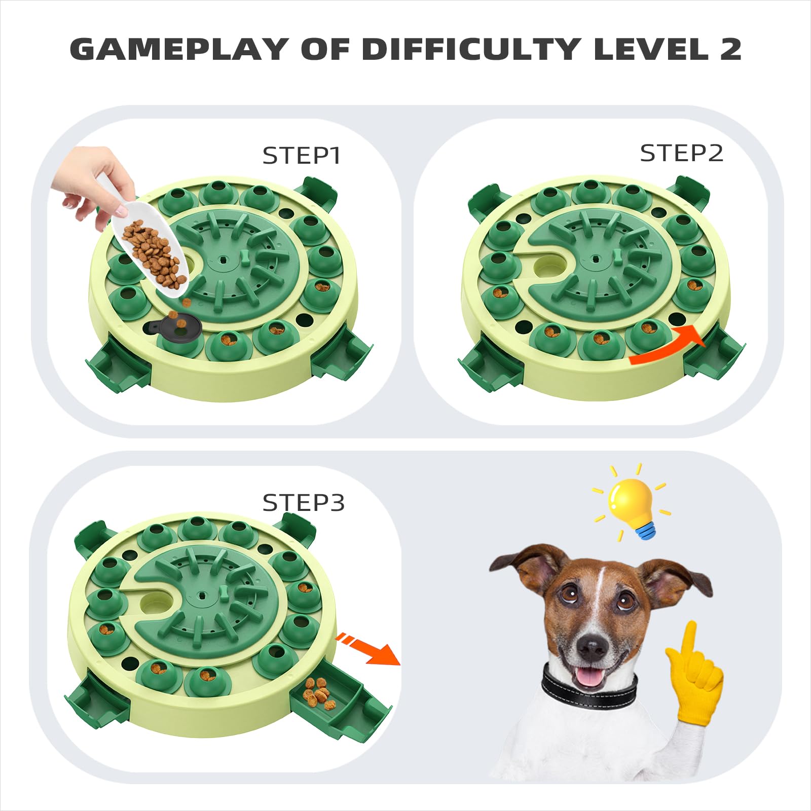 KADTC 3 Levels of Step-by-Step Challenge Dog Puzzle Toy 4 Ways to Play - U.S. Brand & Design - Large Size Beginner-to-Advanced,Boredom Buster for Smart Dogs Mental Stimulation Enrichment Brain Toys