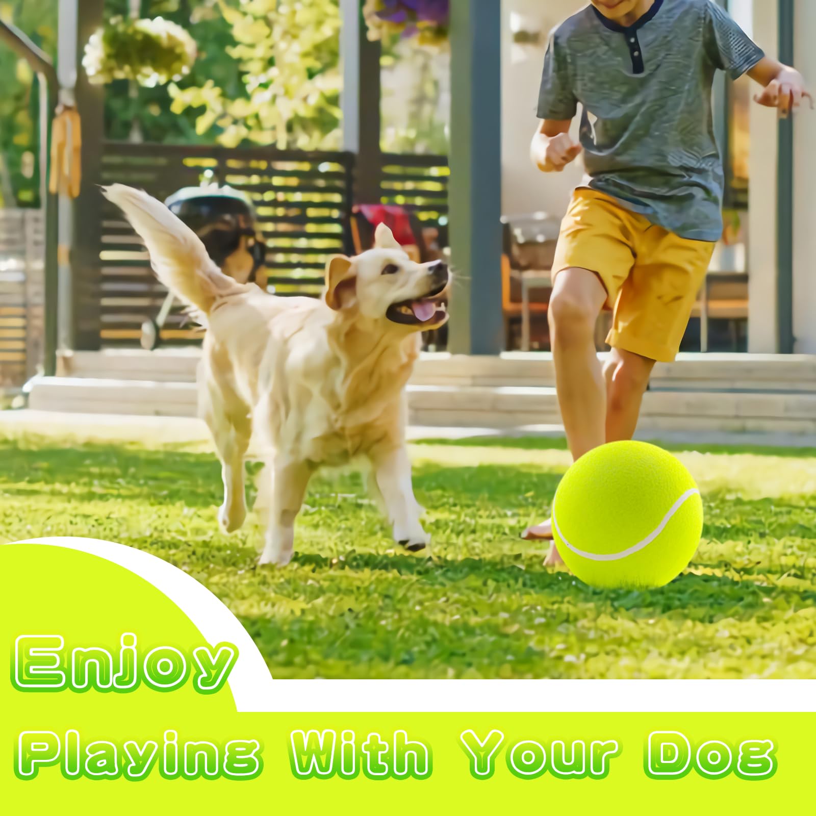 Banfeng Big Tennis Ball for Dogs, Giant Dog Tennis Ball Toy Large Outdoor Sports Gift for Small Medium Large Dog (Yellow, 9.5 inch)