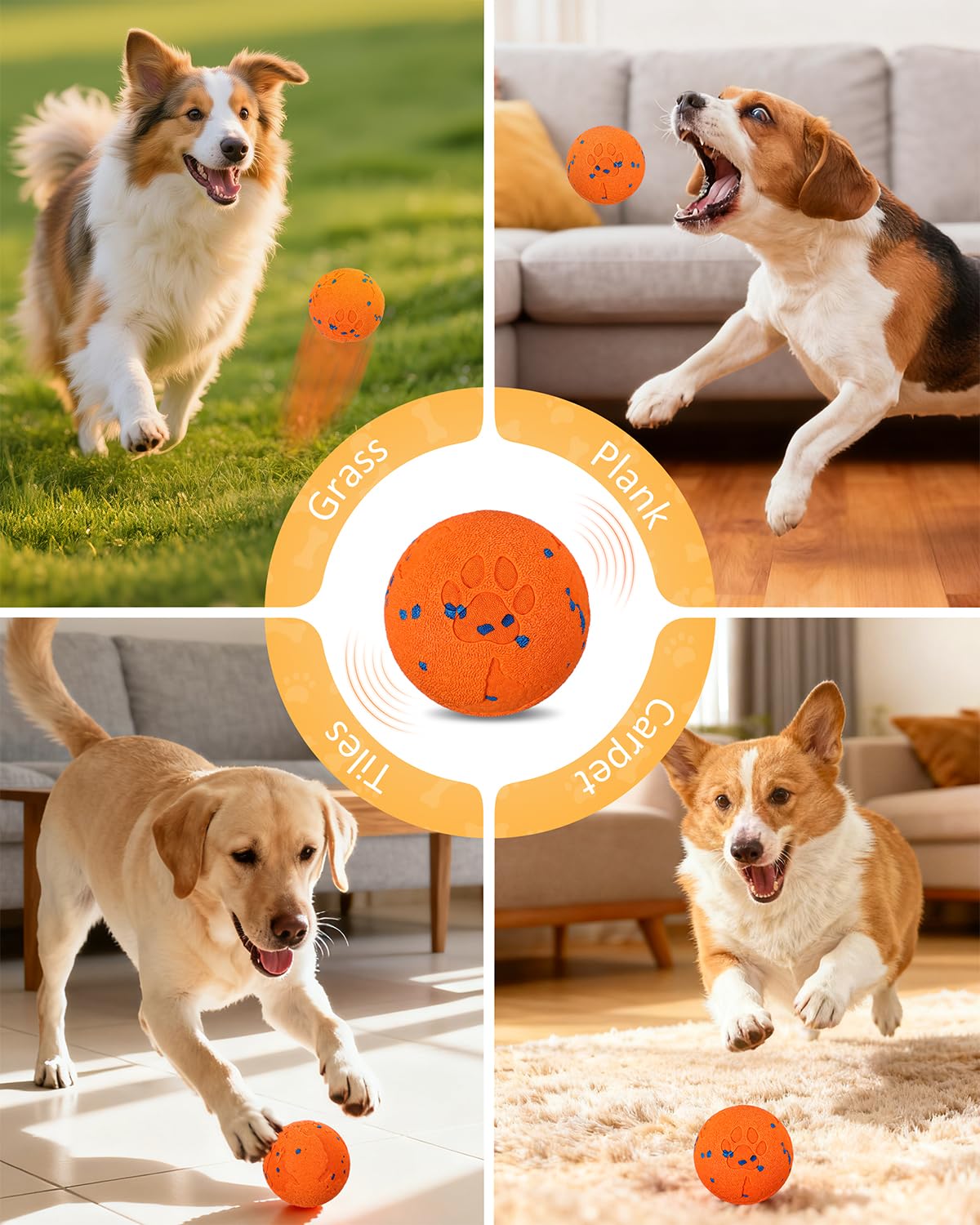 Interactive Dog Ball & Interactive Dog Toys for Medium/Large Dogs: Self-Moving, Auto-Vibrating & Bouncing Smart Ball - 3.1“ Chew-Resistant E-TPU, IPX7 Waterproof & Low-Noise (Include Gift Bag)
