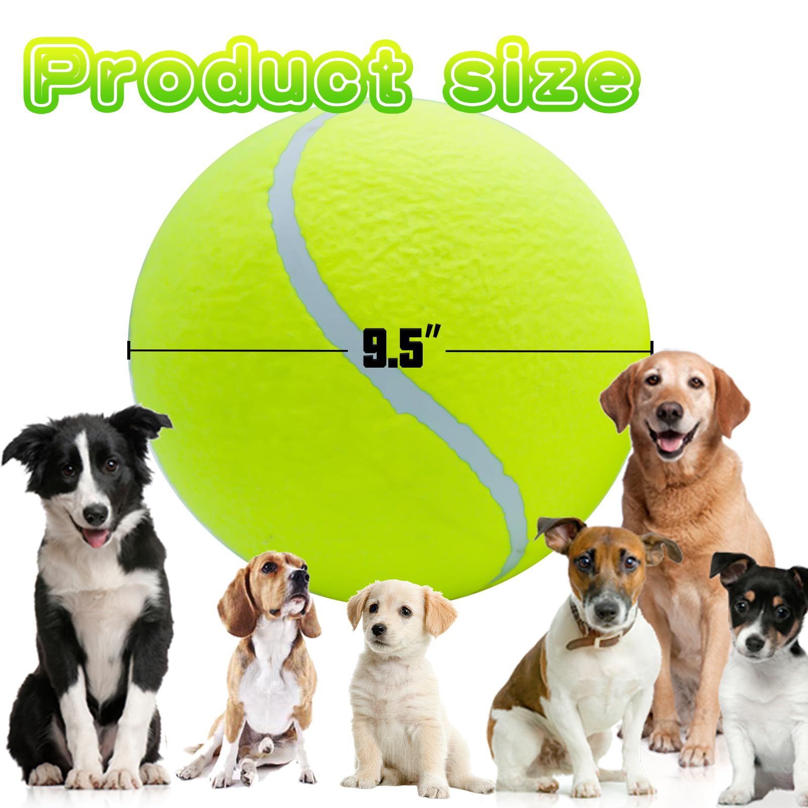Banfeng Big Tennis Ball for Dogs, Giant Dog Tennis Ball Toy Large Outdoor Sports Gift for Small Medium Large Dog (Yellow, 9.5 inch)