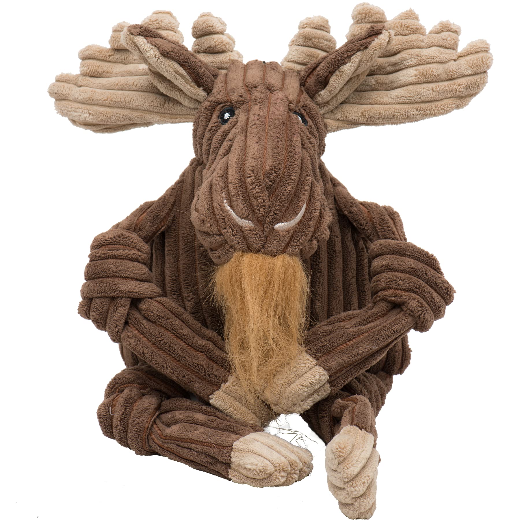 HuggleHounds Knottie Plush Dog Toy - Dog Stuffed Animal Toy, Puppy Toys, Squeaky Dog Toy for Small, Medium & Large Dogs, Durable Plush to Keep Them Busy - Manny Moose, Large