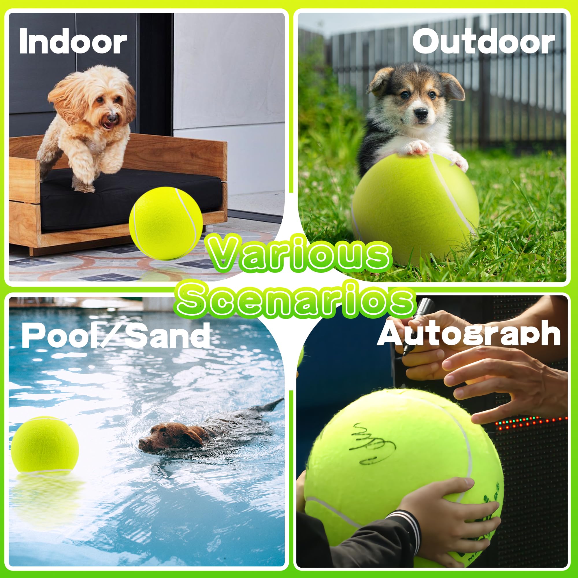 Banfeng Big Tennis Ball for Dogs, Giant Dog Tennis Ball Toy Large Outdoor Sports Gift for Small Medium Large Dog (Yellow, 9.5 inch)
