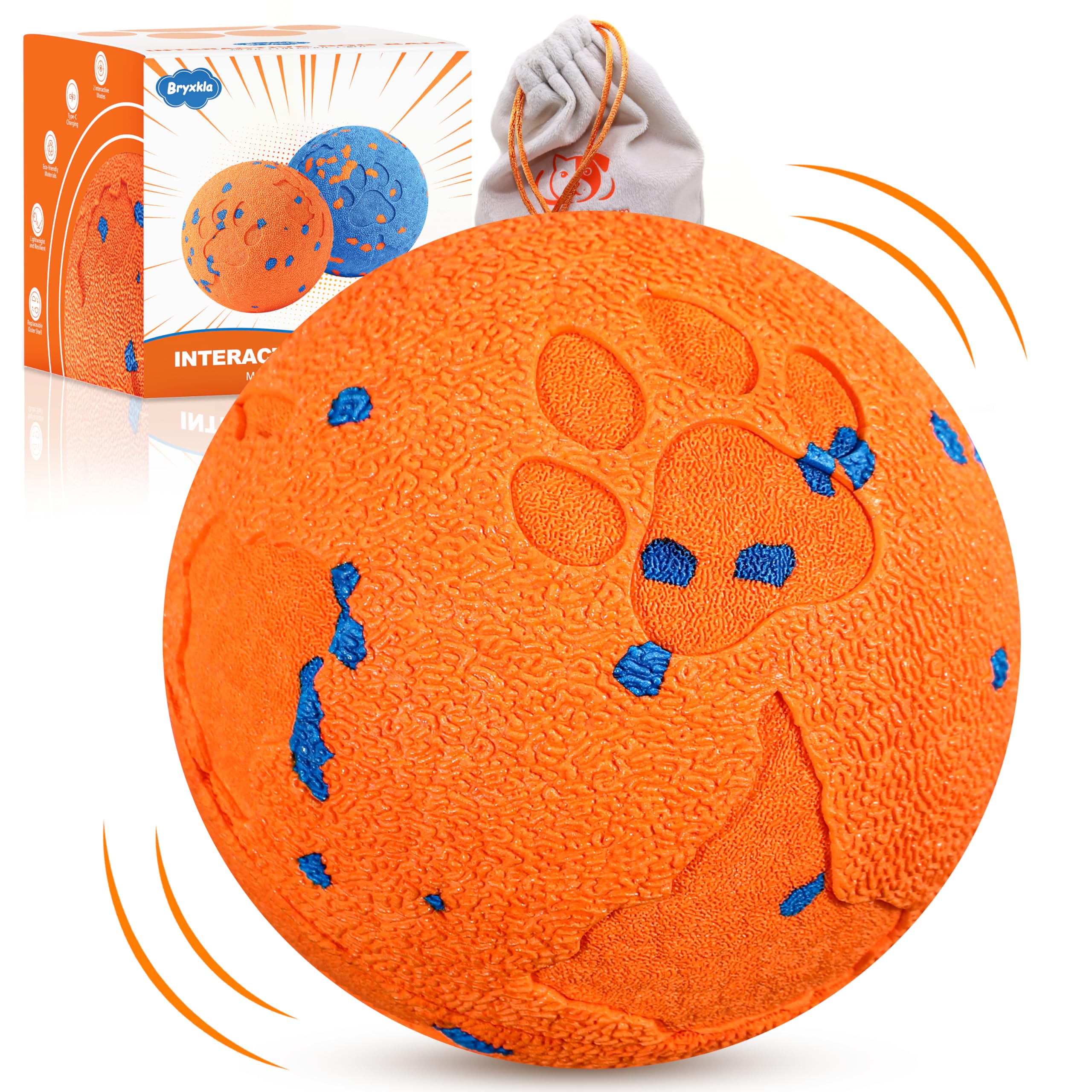 Interactive Dog Ball & Interactive Dog Toys for Medium/Large Dogs: Self-Moving, Auto-Vibrating & Bouncing Smart Ball - 3.1“ Chew-Resistant E-TPU, IPX7 Waterproof & Low-Noise (Include Gift Bag)