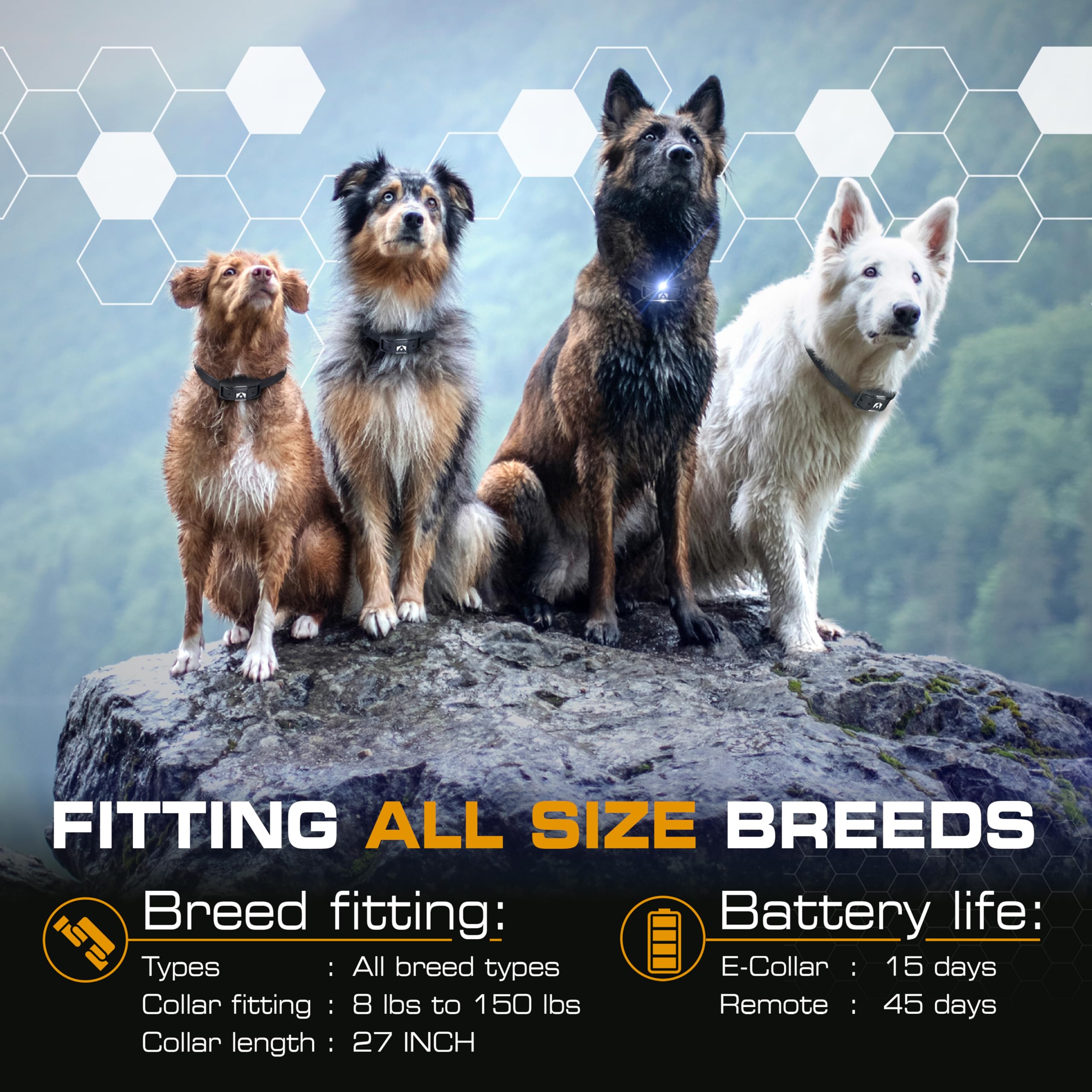 INVIROX Ultra K9 Dog Training Collar with Remote, 124 Levels for Reactive, Stubborn or Hard-to-Train Dogs, ¾ Mile Range, Night-Light Mode, Safe Communication, IP67 Waterproof E Collar for Large Dogs